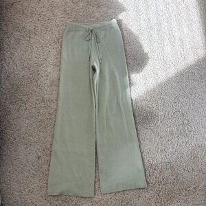 Sage Green Ribbed Knit Pants